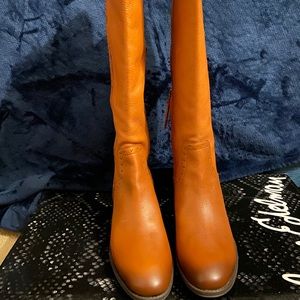 Tall brown riding boot